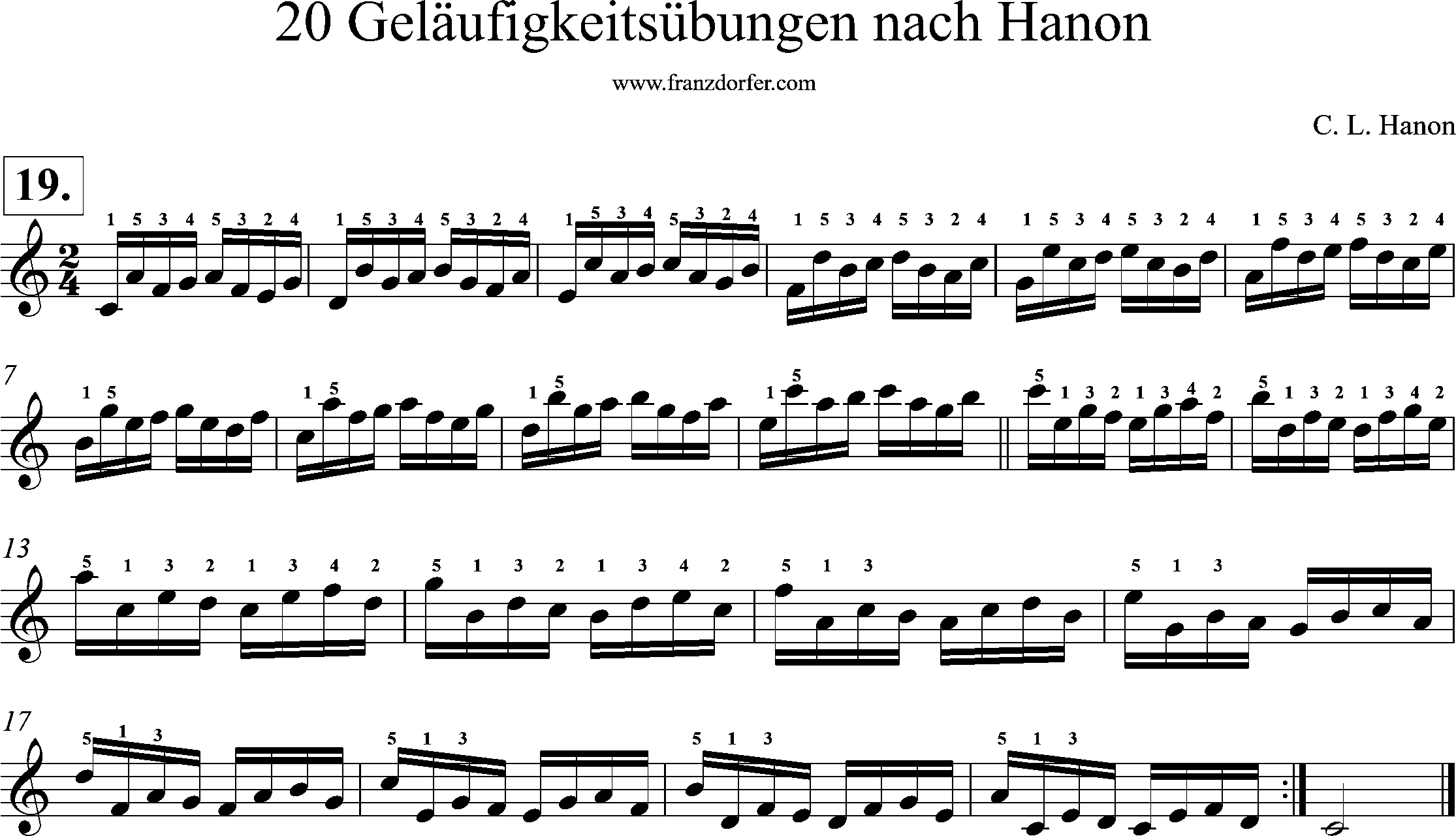 Akkordeonnoten, Hanon geläufigkeitsübungen, Nr-19